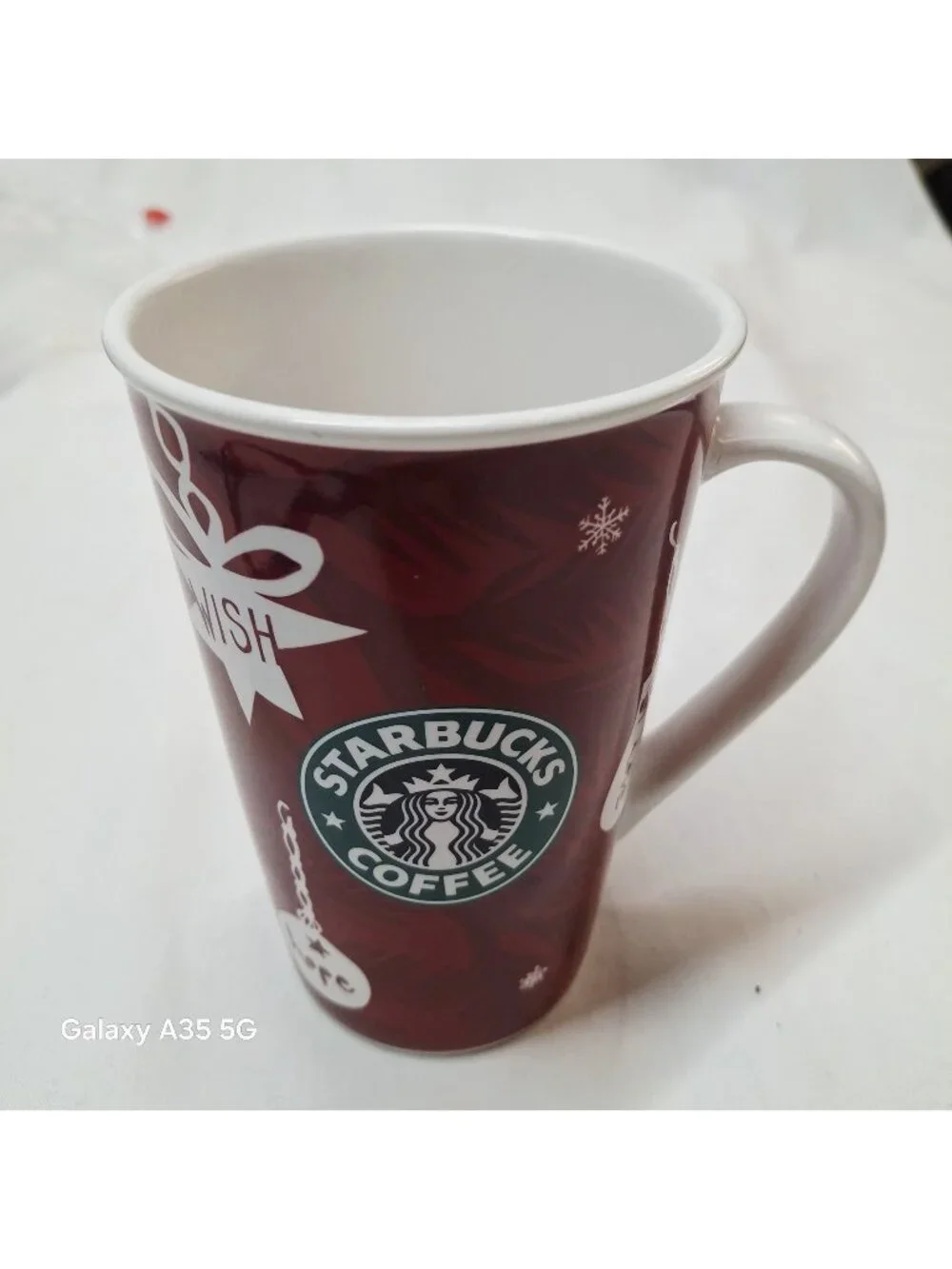 Starbucks Bone China Christmas Holiday Peace Wish Love Hope Latte Mug 16 Oz 2009
